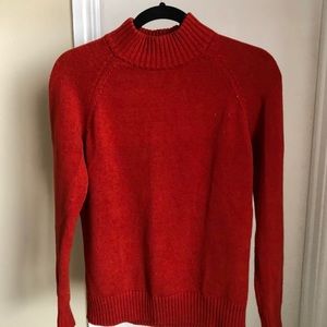 Red Mock Neck Knit Sweater